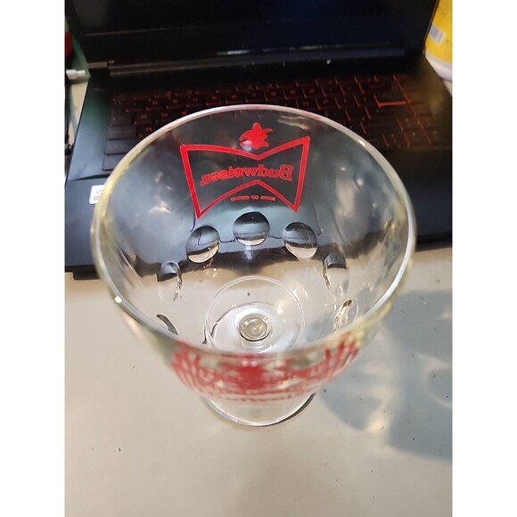 Vintage Budweiser Beer Goblet – Red Bowtie Logo Chalice Glass Barware - Picture 5 of 9